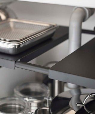 tower 伸縮シンク下ラック 2段 タワー D40 ブラック ブラック