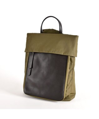 Y'SACCS リサイクルナイロン×カウレザー ラップリュック　Sサイズ カーキ