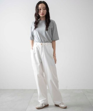 WEGO 【ユニセックス着用ITEM/ウエストゴム/手洗い可】チノイージーワイドパンツ ホワイト