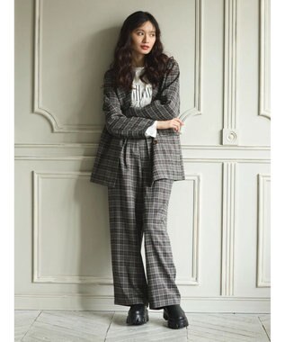 Green Parks ・ＥＬＥＮＣＡＲＥ　ＤＵＥ　チェックテーラードジャケット Charcoal Gray