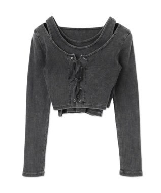 WEGO ヴィンテージライクレースアップトップス スミクロ