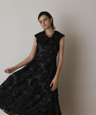 GRACE CONTINENTAL ローズ刺繍ワンピース ブラック