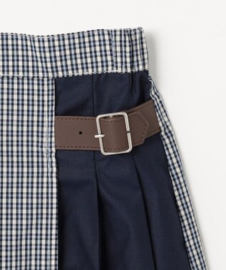 組曲 KIDS 【110-140㎝】 チェックプリーツ キュロット サックスブルー
