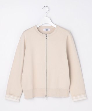 J.PRESS LADIES INTERLOCK ニット ブルゾン ベージュ系