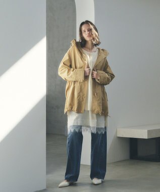 YECCA VECCA [撥水/花粉ガード]ミドル丈マウンテンパーカー Beige