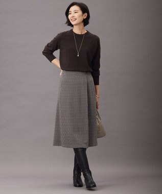 J.PRESS LADIES 【洗える】ガンクラブチェック スカート ブラウン系3