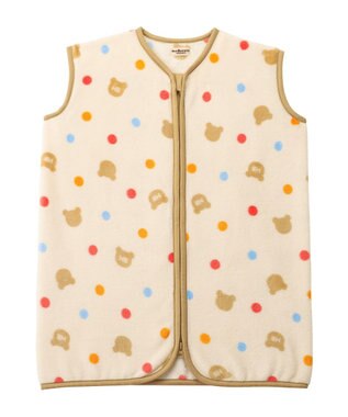 MIKI HOUSE HOT BISCUITS 総柄 フリーススリーパー アイボリー