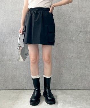WEGO 【ウエストゴム】ナイロンカーゴミニスカート ブラック