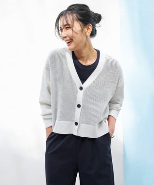 UNFILO メッシュニット カーディガン シルバーラメ