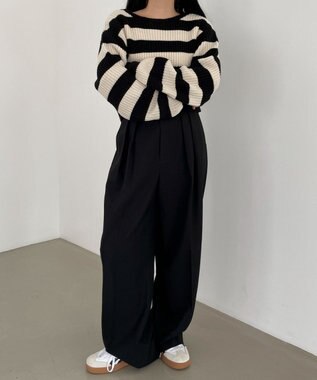 WEGO 2WAYリボンカーデ ブラックボーダー