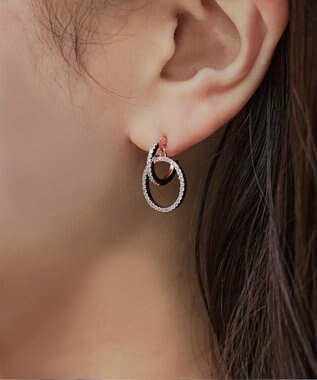 Tiaclasse 【金属アレルギー対応】ダブルリングピアス ピンクゴールド