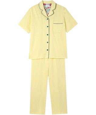 une nana cool 【綿100%】スビン天竺 半袖開襟パジャマ MADE WITH LIBERTY FABRIC イエロー