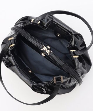 LA BAGAGERIE ソフトエナメル2WAYハンドバッグ Mサイズ ブラック
