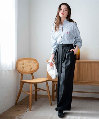 WEGO 【25年秋新色登場★】U.S. POLO ASSN.別注ロングスリーブシャツ ブルーストライプ