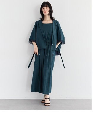 YECCA VECCA 【UVカット/遮熱/接触冷感】COOLカーゴキャミワンピース Blue Green