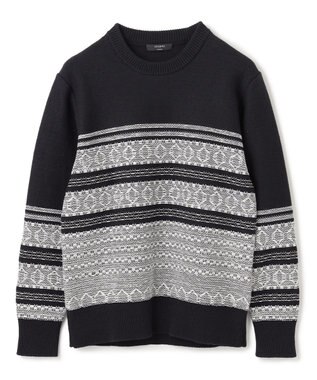 JOSEPH HOMME レボソジャガード 　クルーネックニット ブラック系3