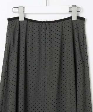 J.PRESS LADIES 【洗える】ドットフロッキープリント フレア スカート スレートベース系