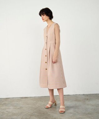 GRACE CONTINENTAL チェックジャンパースカート ベージュ