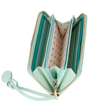 tsumori chisato CARRY キラネコストーン ラウンドファスナー長財布 グリーン