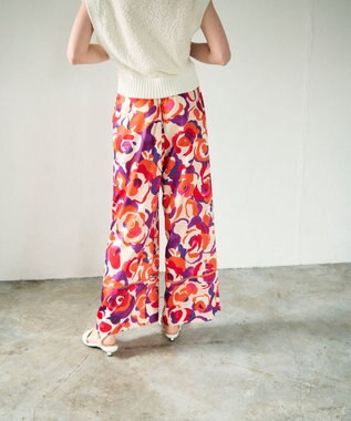 GRACE CONTINENTAL ペイントカラーワイドパンツ オレンジ