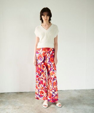 GRACE CONTINENTAL ペイントカラーワイドパンツ オレンジ