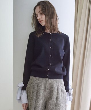 YECCA VECCA 2way袖リボンカーディガン Black