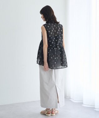 YECCA VECCA シアージャガードペプラムブラウス Black