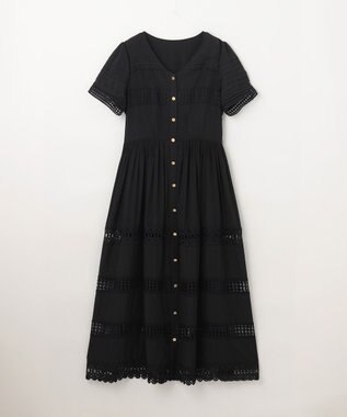GRACE CONTINENTAL レース切替フレアワンピース ブラック
