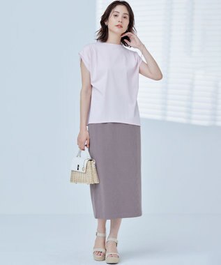 組曲 GIZAプレーティング天竺フレンチスリーブ Tシャツ ピンク系