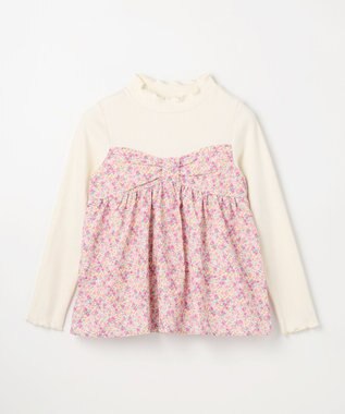 ANY KIDS ドッキング花柄カットソー ピンク