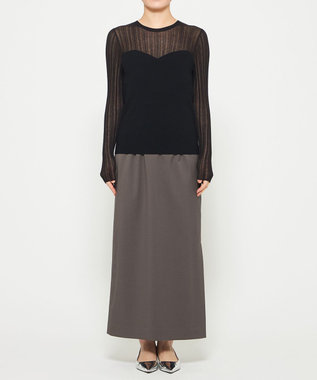 uncrave シルキー ニット コンビ トップス ブラック