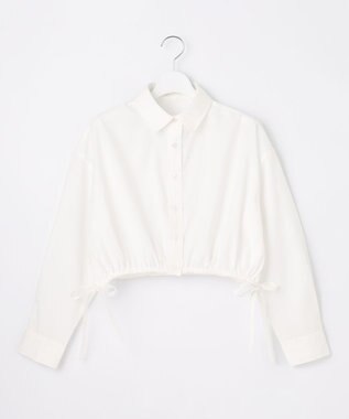 Feroux 【洗える】ショート丈ドロスト シャツ ホワイト系