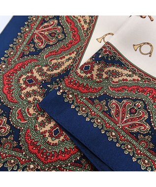 Marca 【伝統横濱スカーフ】ホルン  小判 シルクツイル スカーフ ネイビー