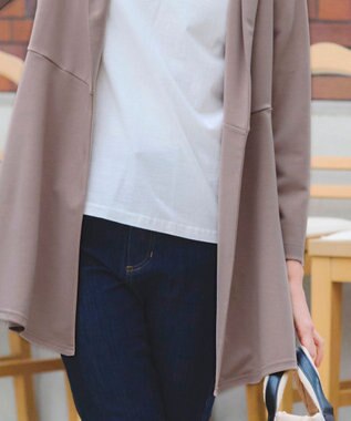 Tiaclasse L 【洗える】ポンチフードカーディガン ピンクモカ