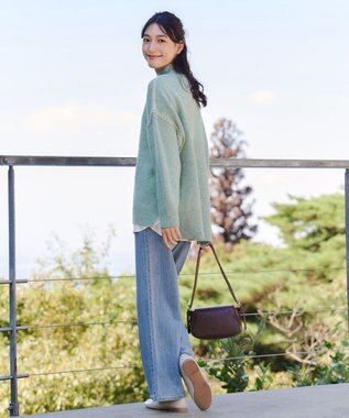 Tiaclasse 【洗える】配色ハンドステッチプルオーバー グリーン