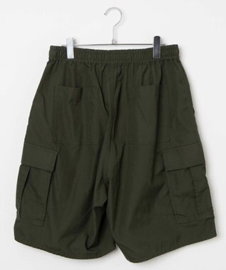 WEGO 【ウエストゴム/手洗い可】ワイドカーゴショーツ カーキ