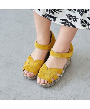 MODE ET JACOMO <D'ICI>カットワークストラップサンダル イエロースエード