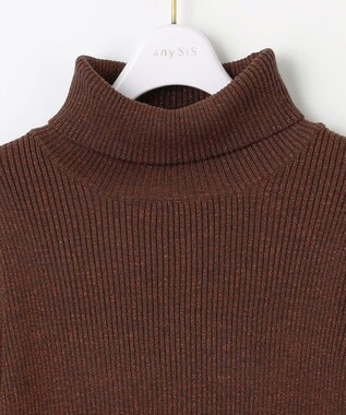 ANY SIS 【2SET】ニードルジャンパースカート × ラメリブタートルニット セット アイボリーベージュ×ブラウン