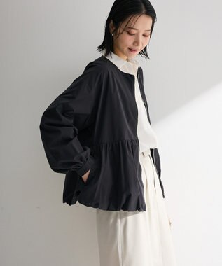 Green Parks ノーカラーペプラムブルゾン Black