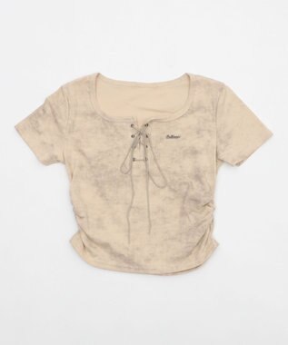WEGO ブローチ付きレースアップT ベージュ