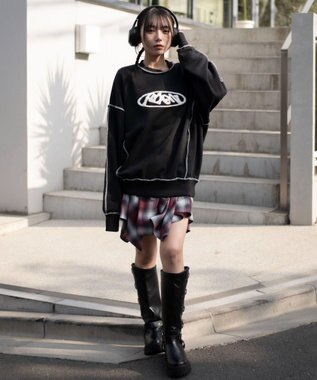 WEGO 【ユニセックス着用ITEM】ショートカラーステッチサガラロゴプルオーバー ブラック