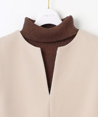 ANY SIS 【2SET】ニードルジャンパースカート × ラメリブタートルニット セット アイボリーベージュ×ブラウン