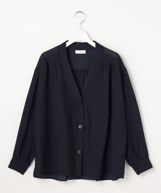 ANY SIS シアーギャザー カーディガン ネイビー