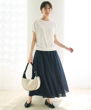 UNFILO ヴィンテージシアー ギャザーワイドパンツ [WEB限定]ネイビー