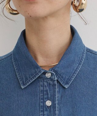 WEGO 【ANGIE VINTAGE】襟が選べる デニム プルオーバー シャツ（バンドカラー/レギュラー） ブルーその他