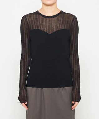 uncrave シルキー ニット コンビ トップス ブラック