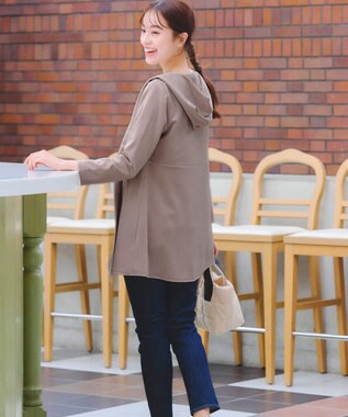 Tiaclasse L 【洗える】ポンチフードカーディガン ピンクモカ