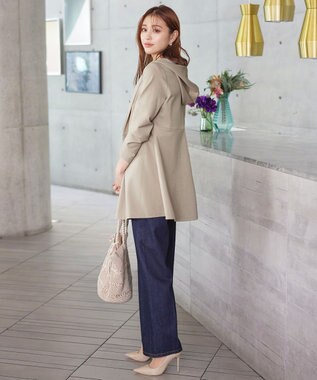 Tiaclasse L 【洗える】ポンチフードカーディガン グレージュ