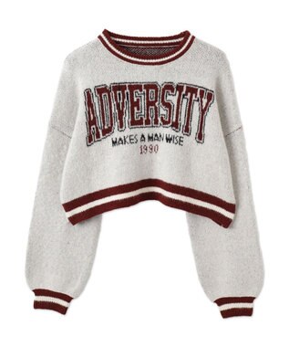 WEGO ラインリブフラッフィーショートニット ワイン