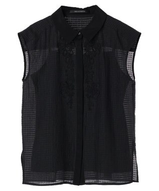 YECCA VECCA コード刺繍シアーブラウス Black